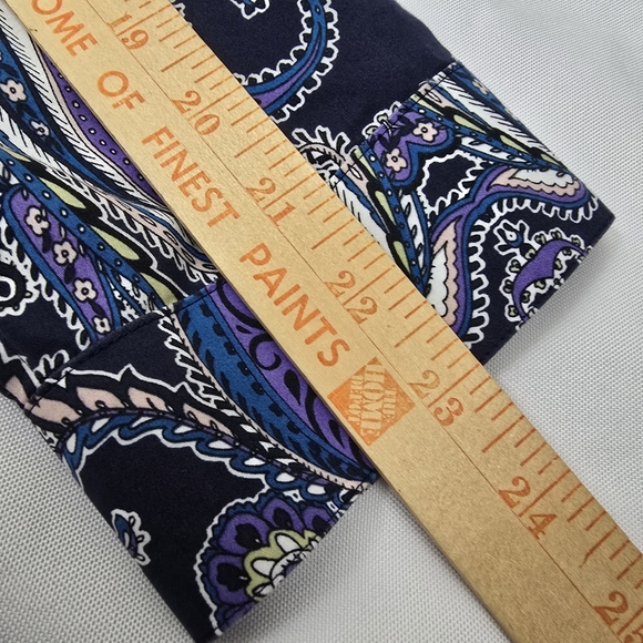 Chico's Purple Paisley No Iron Cotton Hidden Buttons Tunic Boho Chic Preppy M - Picture 6 of 11